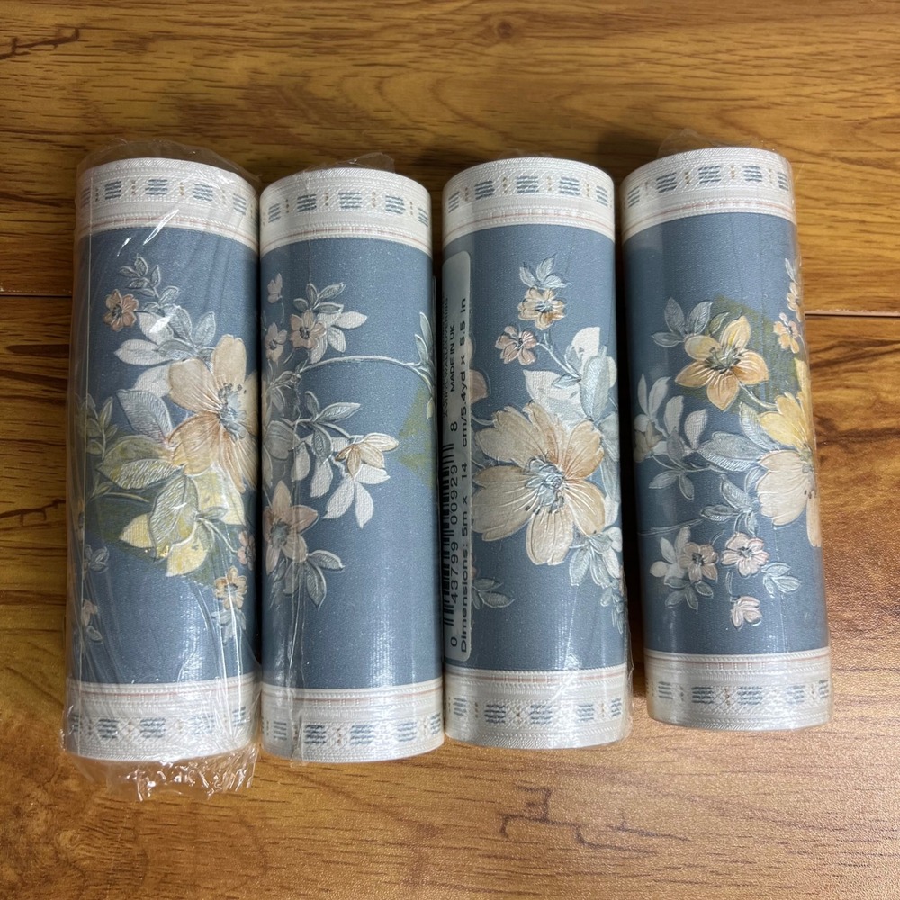 Vintage Floral Wall Border 4 Rolls @ 5.4 Yard x 5.5" Prepasted Country Farmhouse